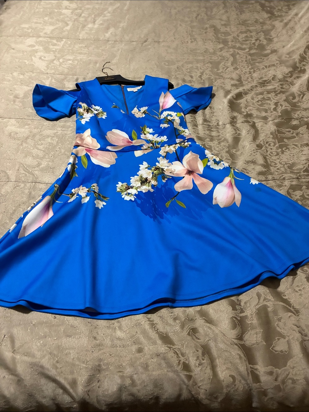 Ted Baker London Bright Blue Floral Fit-and-Flare Dress